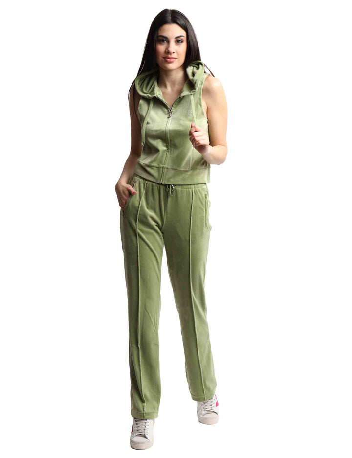 Spatarella Felpe donna Gilly in tessuto verde a giro manica con cappuccio Ritorno libero