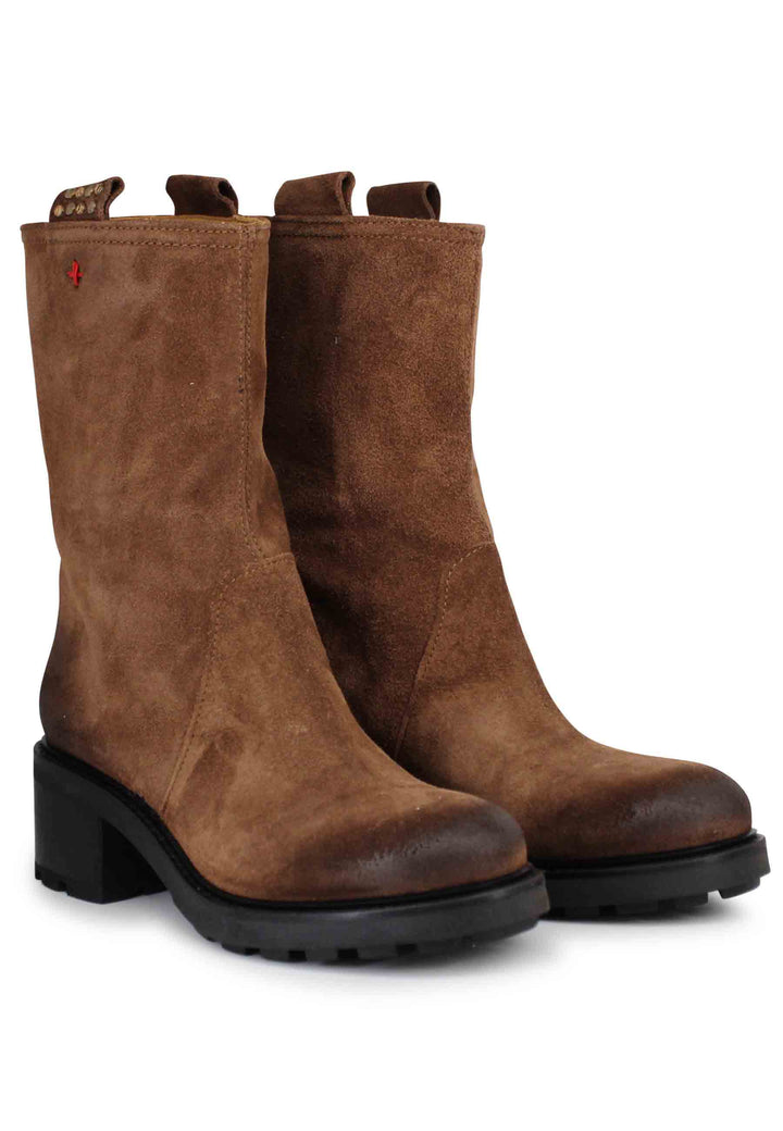 Spatarella Stivaletti anfibi donna in camoscio vintage cuoio Ultimi tre giorni