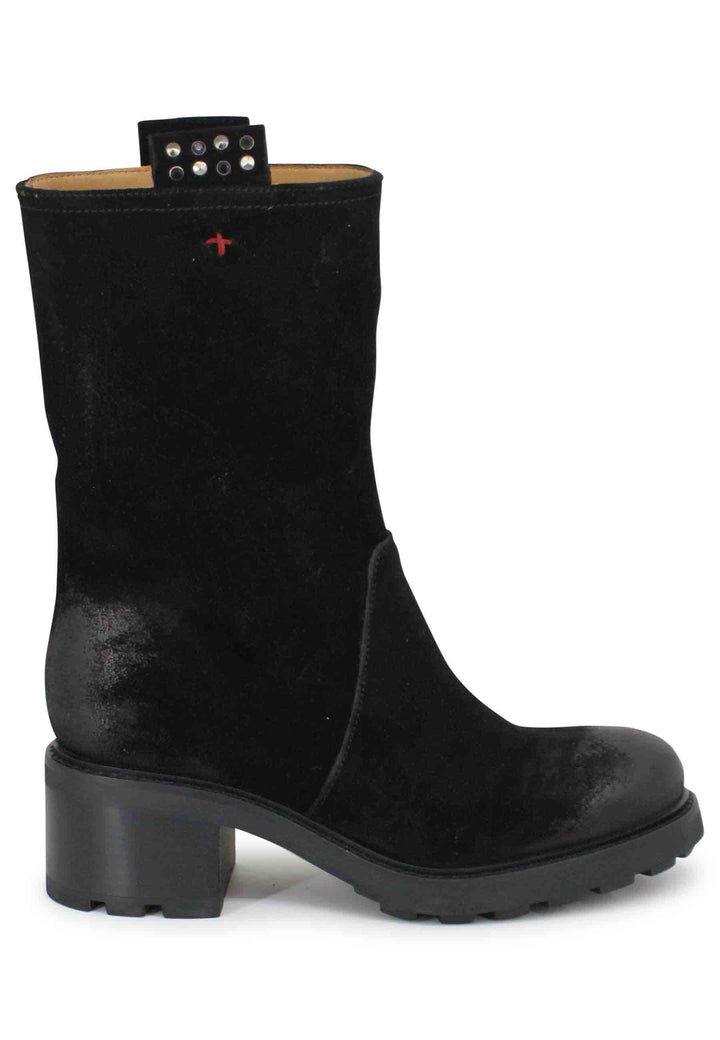 Spatarella Stivaletti anfibi donna in camoscio vintage nero ACQUISTA ORA