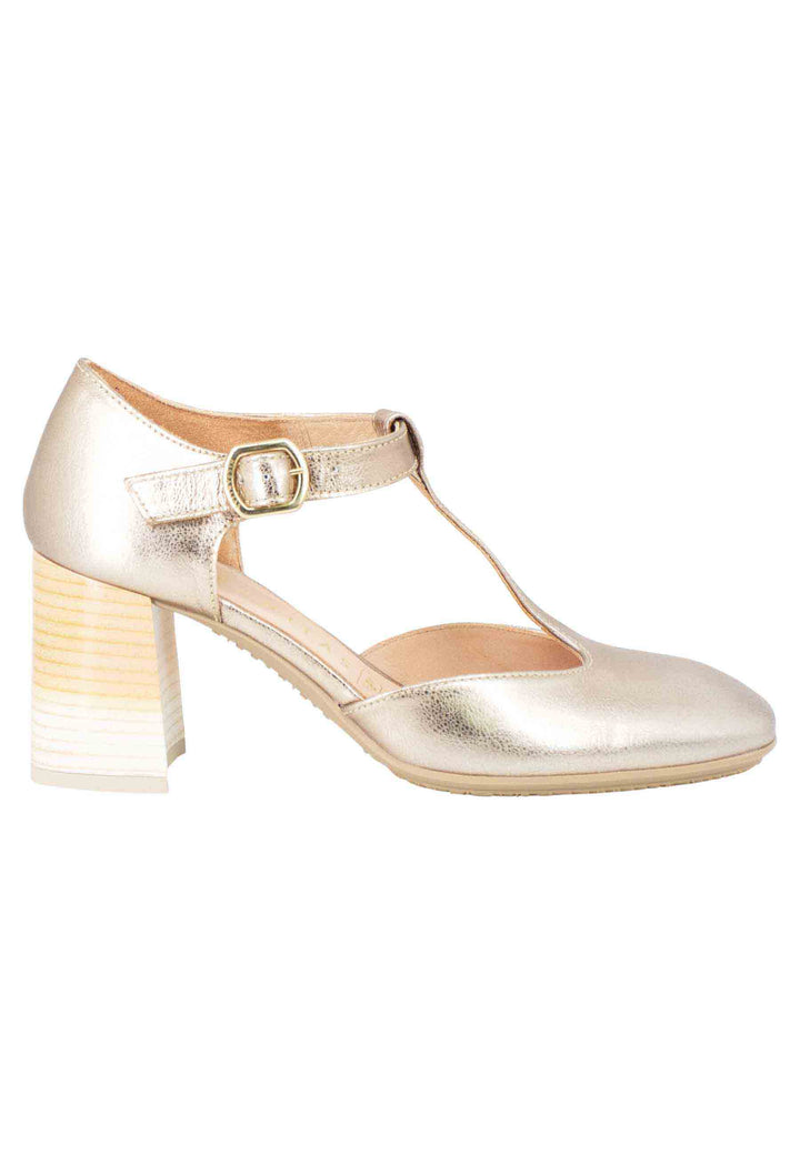 Spatarella Decollete Australia donna in pelle laminata platino con tallone chiuso e cinturino Ultimo giorno