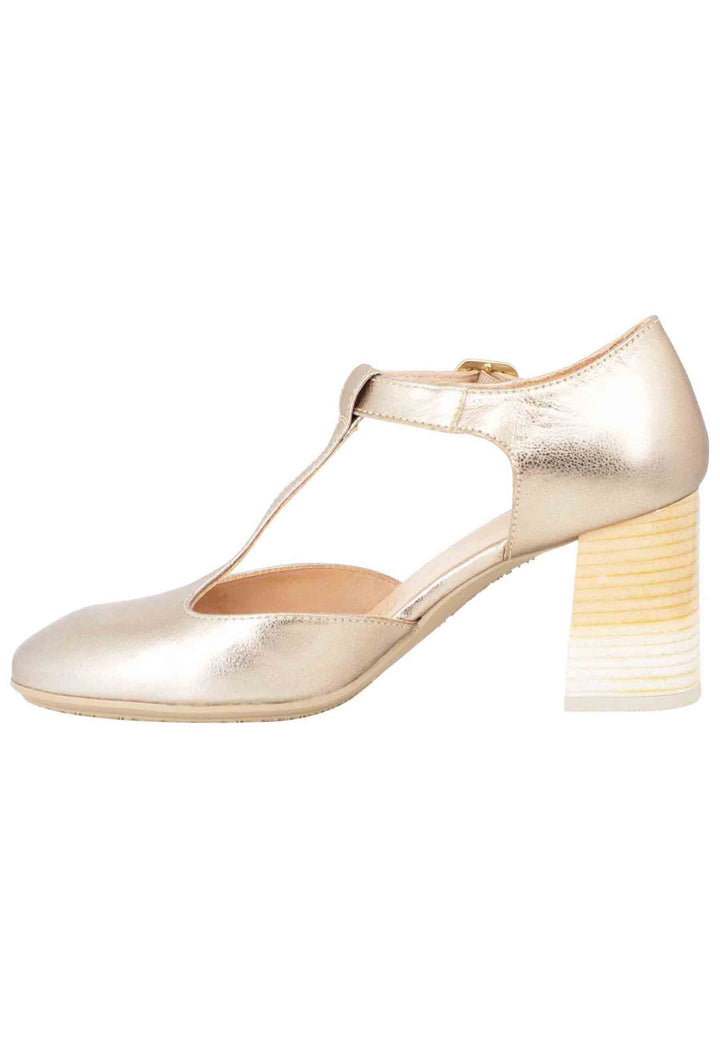 Spatarella Decollete Australia donna in pelle laminata platino con tallone chiuso e cinturino Ultimo giorno