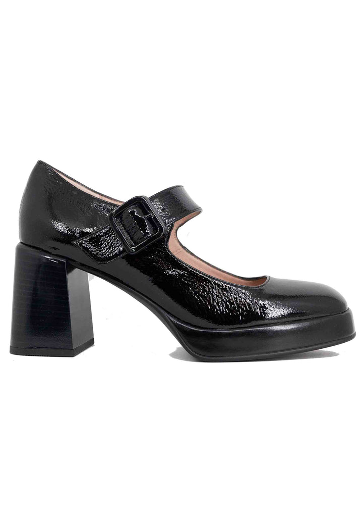 Spatarella Decollete donna in pelle nero con tacco e plateau Fino al 60% di sconto