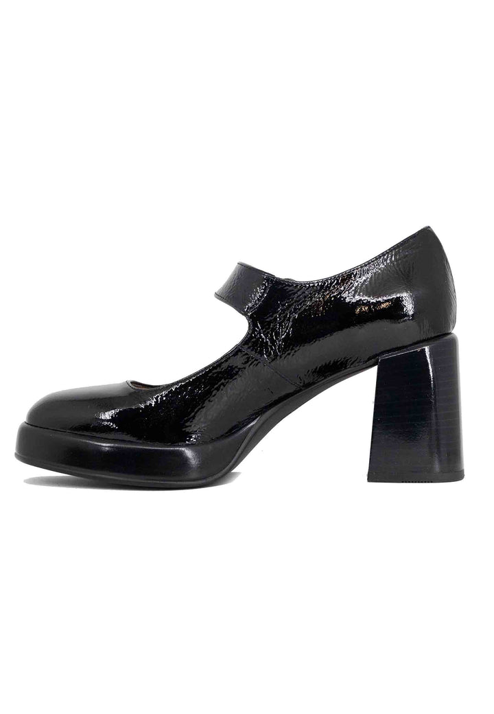 Spatarella Decollete donna in pelle nero con tacco e plateau Fino al 60% di sconto