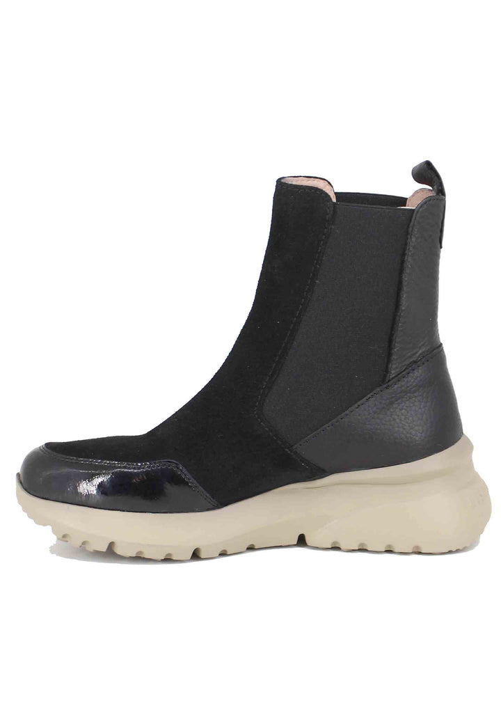 Spatarella Sneakers donna a stivaletto in pelle e tessuto nero Rio Black Fino al 65% di sconto