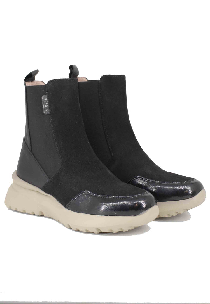 Spatarella Sneakers donna a stivaletto in pelle e tessuto nero Rio Black Fino al 65% di sconto