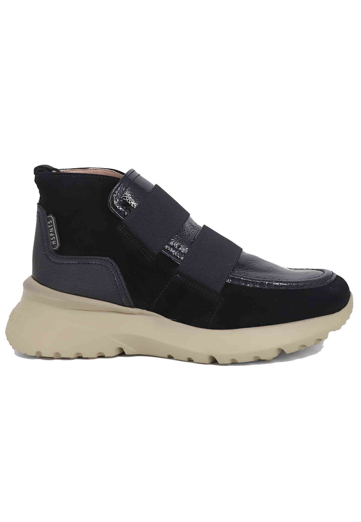 Spatarella Sneakers donna a stivaletto in pelle e tessuto nero Velour Black Only for today
