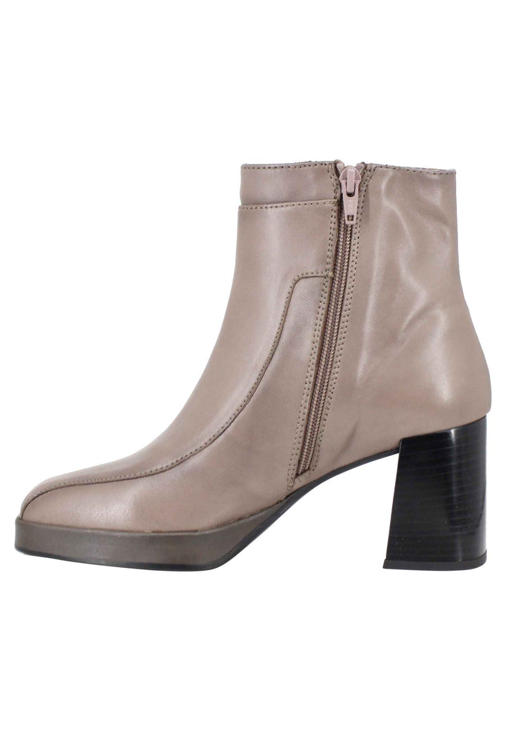 Spatarella Stivaletti donna in pelle grigia con cinturino tacco e plateau Sostegno trimestrale
