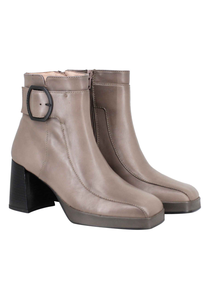 Spatarella Stivaletti donna in pelle grigia con cinturino tacco e plateau Sostegno trimestrale