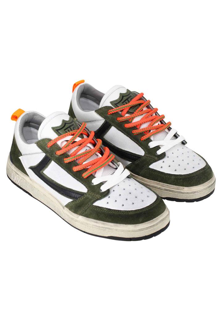 Spatarella Sneakers uomo Starlight Classic in pelle bianca con riporti in pelle verde Enormi sconti