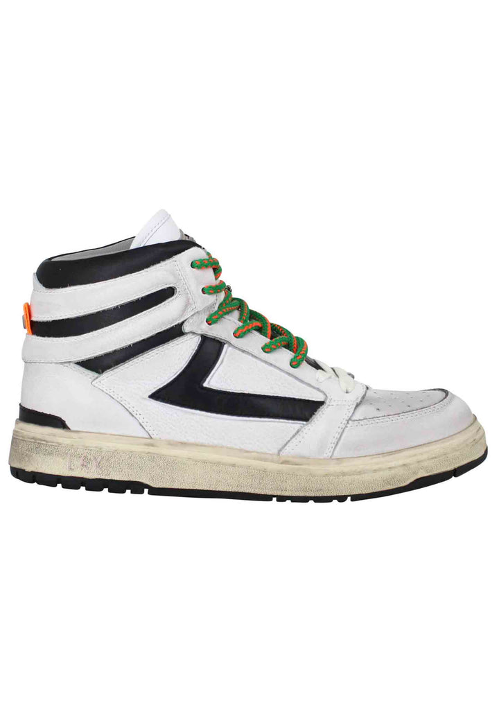 Spatarella Sneakers uomo Starlight Vintage High in pelle bianca con riporti in pelle nera Esporta salva