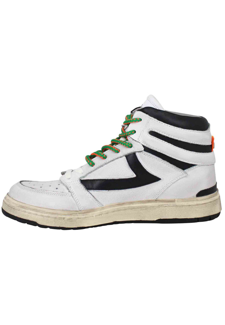 Spatarella Sneakers uomo Starlight Vintage High in pelle bianca con riporti in pelle nera Esporta salva