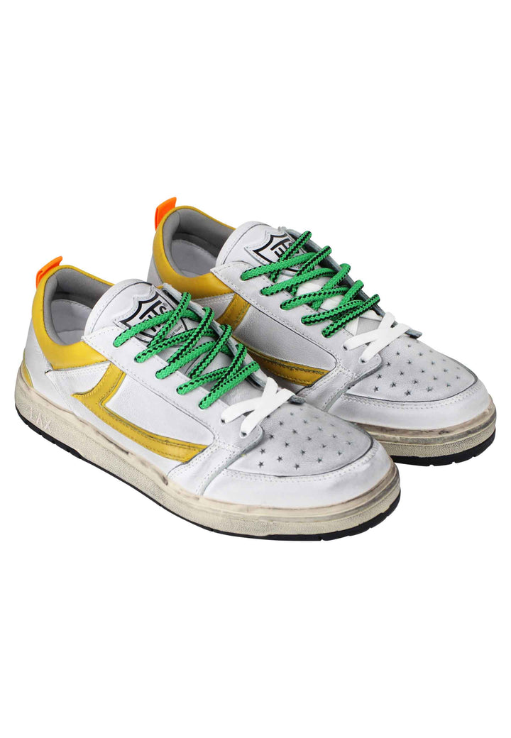 Spatarella Sneakers uomo Starlight Vintage in pelle bianca con riporti in pelle giallo Black Friday Prezzi