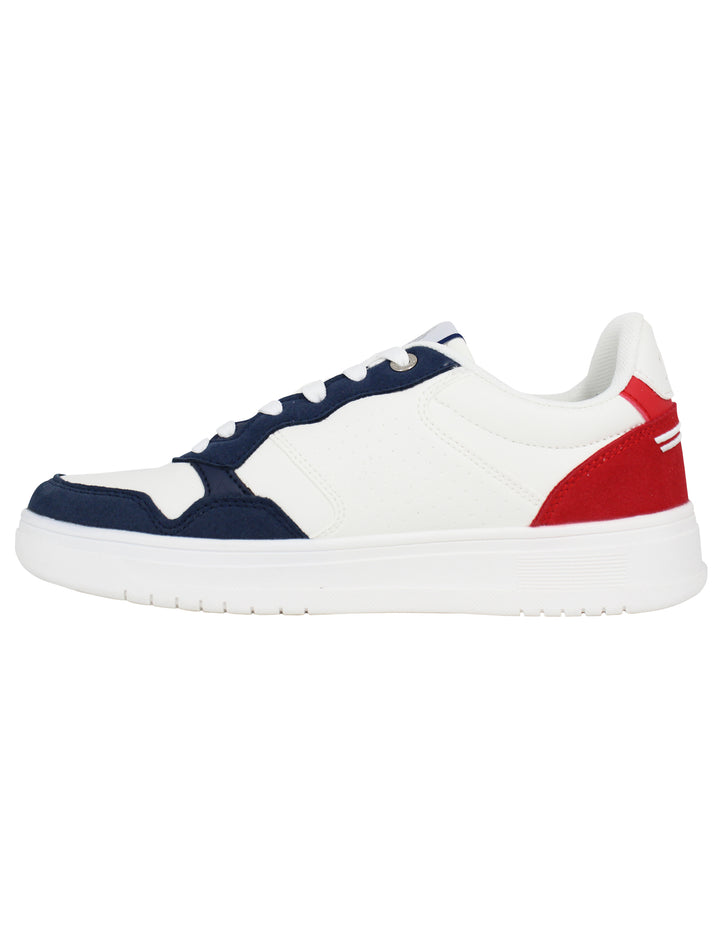 Spatarella Sneakers uomo in eco pelle vintage bianco e blu In vendita
