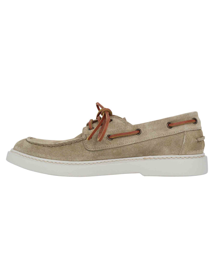 Spatarella Stringate uomo in camoscio beige con lacci in cuoio Sconti questo mese