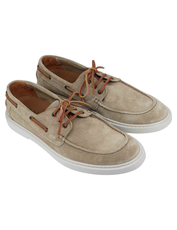 Spatarella Stringate uomo in camoscio beige con lacci in cuoio Sconti questo mese