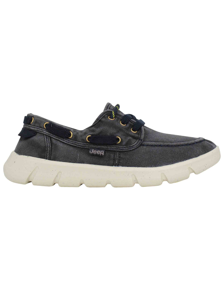 Spatarella Stringate uomo tabasco boat in tessuto blu con suola ultra leggera Italia