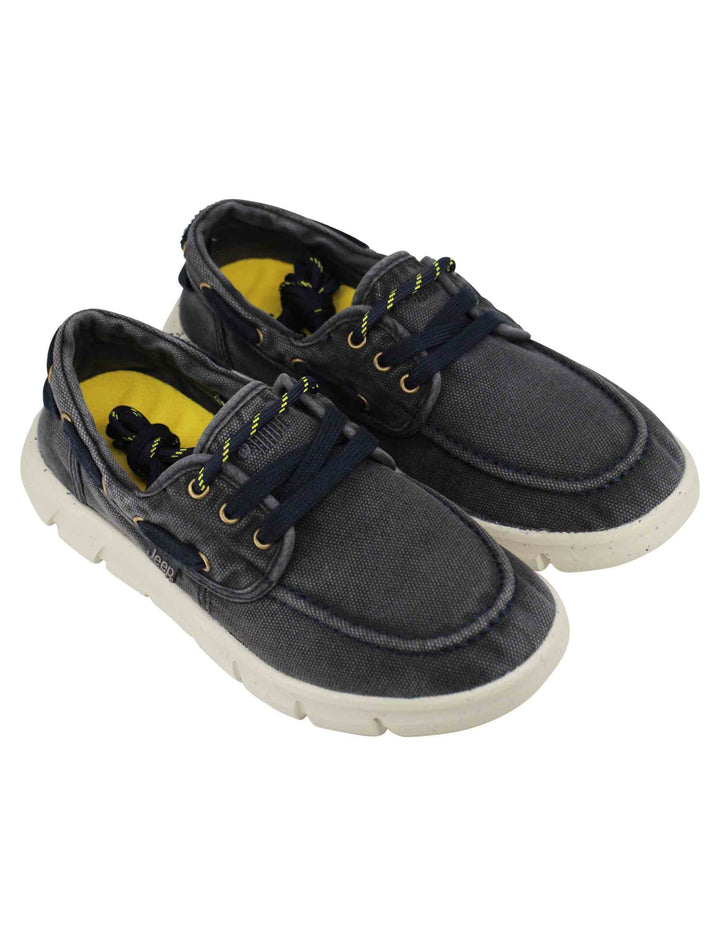 Spatarella Stringate uomo tabasco boat in tessuto blu con suola ultra leggera Italia