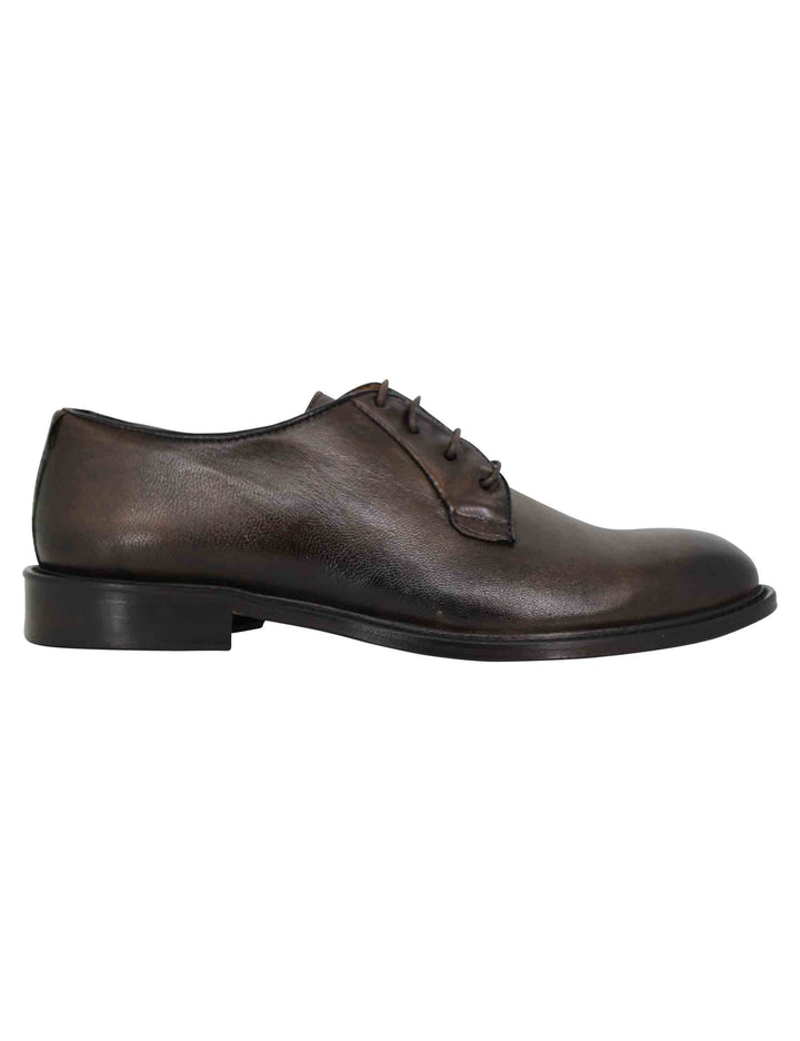 Spatarella Stringate uomo in pelle marrone con suola in cuoio cucita In Linea