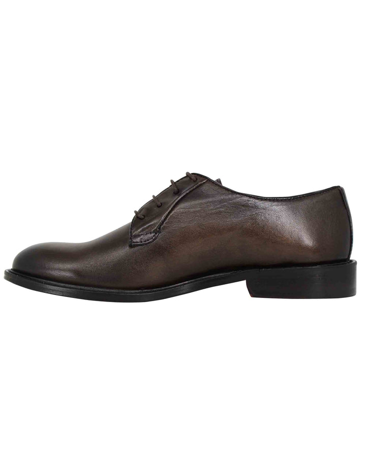 Spatarella Stringate uomo in pelle marrone con suola in cuoio cucita In Linea
