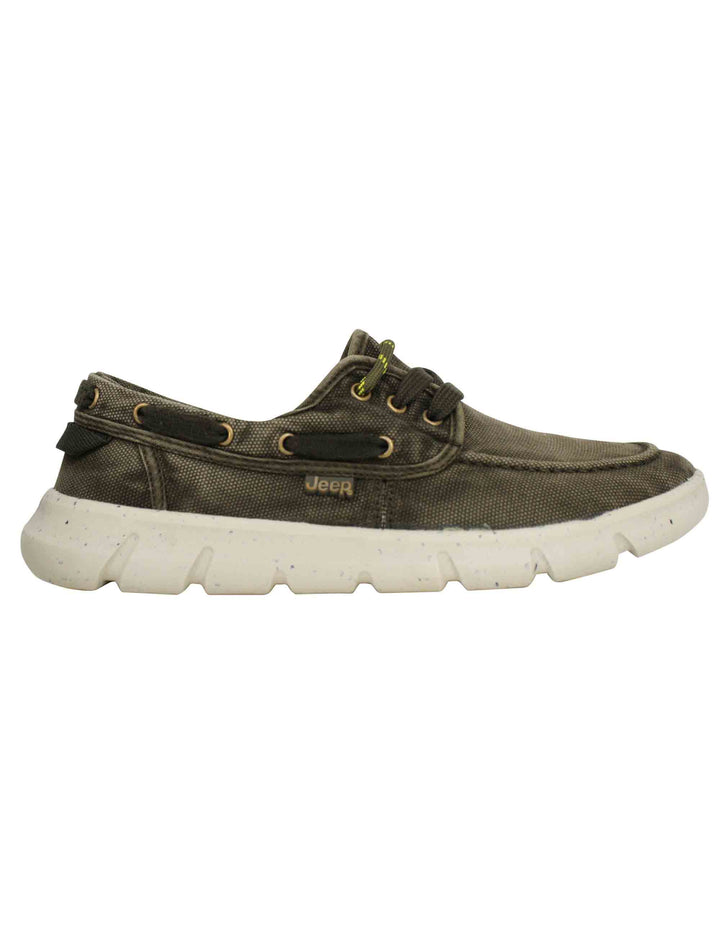 Spatarella Stringate uomo tabasco boat in tessuto verde con suola ultra leggera Nuovo