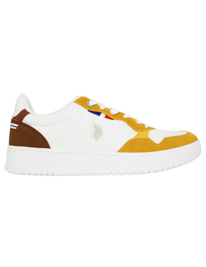 Spatarella Sneakers uomo in eco pelle vintage bianco e giallo Promozione