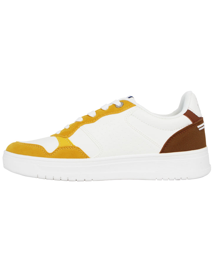 Spatarella Sneakers uomo in eco pelle vintage bianco e giallo Promozione