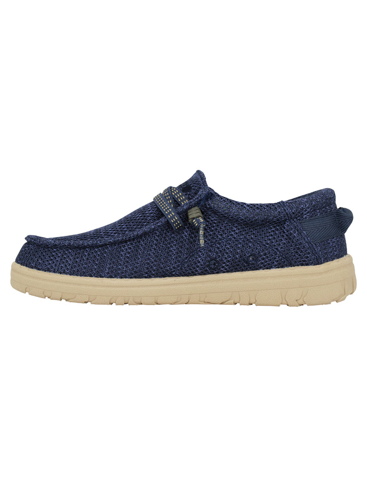 Spatarella Stringate uomo Samoa Wallabee Knit in tessuto blu Pezzi Unici