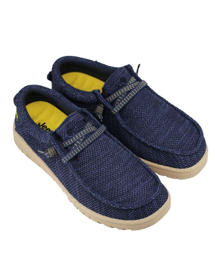 Spatarella Stringate uomo Samoa Wallabee Knit in tessuto blu Pezzi Unici