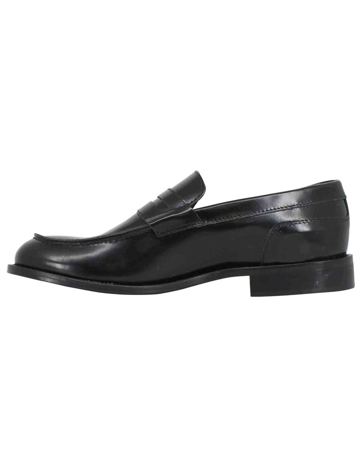 Spatarella Mocassini uomo in pelle nera lucida con suola in cuoio cucita Shopping Online