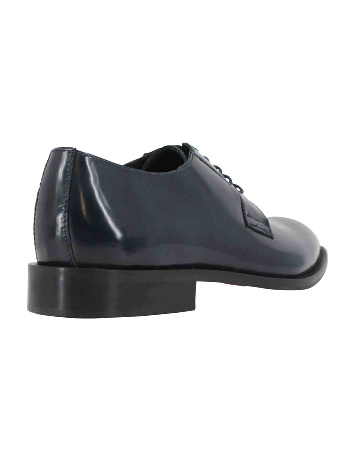 Spatarella Stringate uomo in pelle blu con suola in cuoio Affare Del Giorno