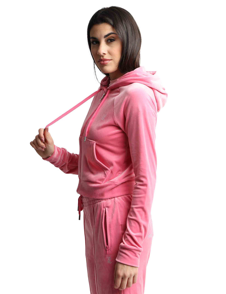 Spatarella Felpe donna Madison in tessuto rosa con cappuccio e zip Prezzo Ridotto