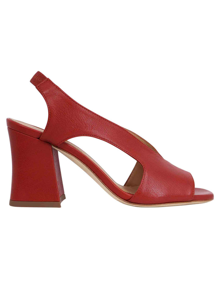 Spatarella Sandali slingback donna in pelle mattone con tacco alto Sconto