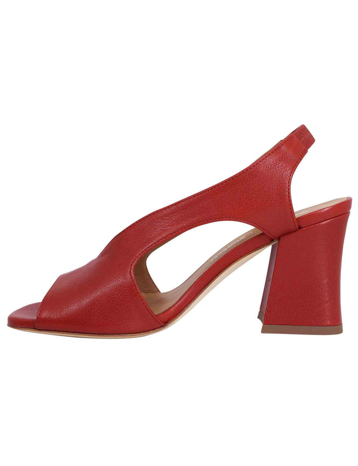 Spatarella Sandali slingback donna in pelle mattone con tacco alto Sconto