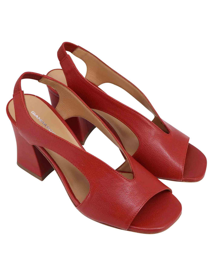 Spatarella Sandali slingback donna in pelle mattone con tacco alto Sconto