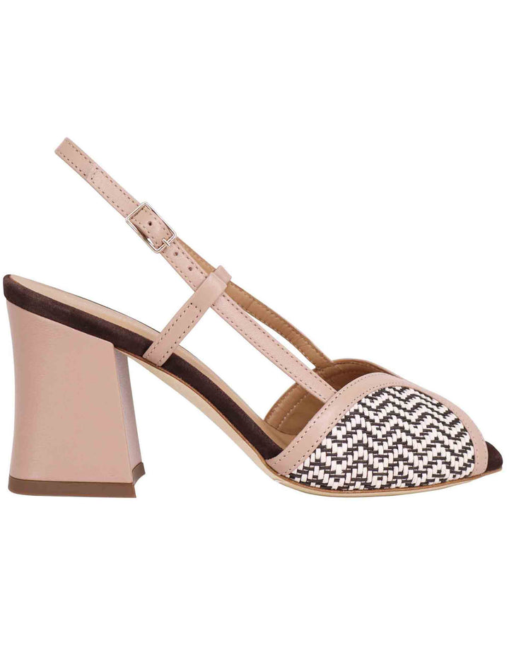 Spatarella Sandali donna slingback in pelle cipra bicolore con tacco alto Outlet