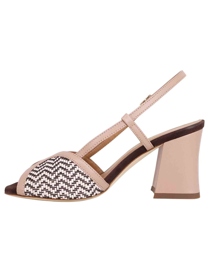 Spatarella Sandali donna slingback in pelle cipra bicolore con tacco alto Outlet