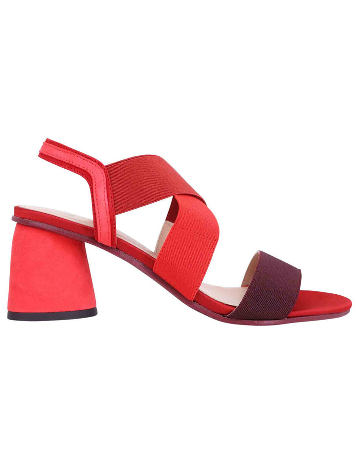 Spatarella Sandali slingback donna in tessuto bordeaux con tacco in tinta In Saldo