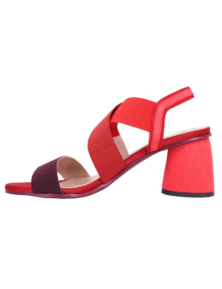 Spatarella Sandali slingback donna in tessuto bordeaux con tacco in tinta In Saldo