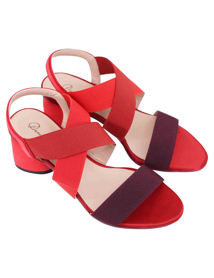 Spatarella Sandali slingback donna in tessuto bordeaux con tacco in tinta In Saldo