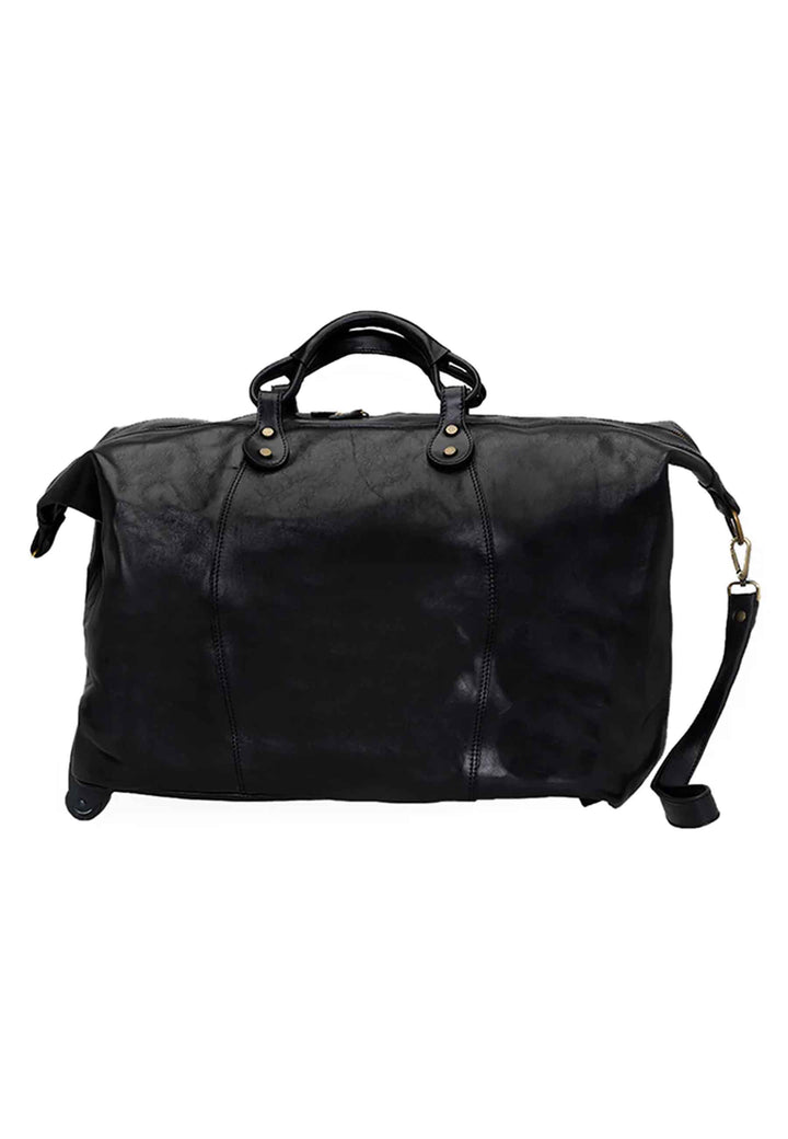 Spatarella Borsone trolley uomo in pelle nero con tirante in pelle Negozio online di fabbrica