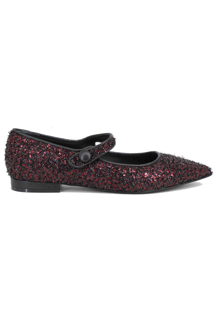Spatarella Ballerine donna in tessuto glitter rosso Prezzo di fabbrica