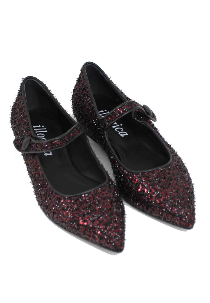 Spatarella Ballerine donna in tessuto glitter rosso Prezzo di fabbrica