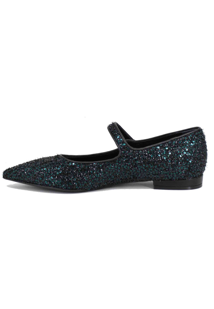 Spatarella Ballerine donna in tessuto glitter verde Offerta speciale