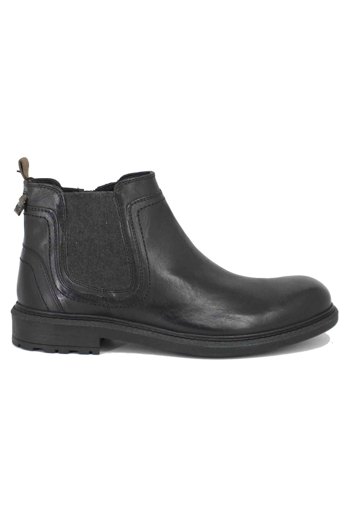 Spatarella Stivaletti uomo in pelle nera con zip laterale e suola in gomma Mywood Chelsea Smaltimento dello stoccaggio