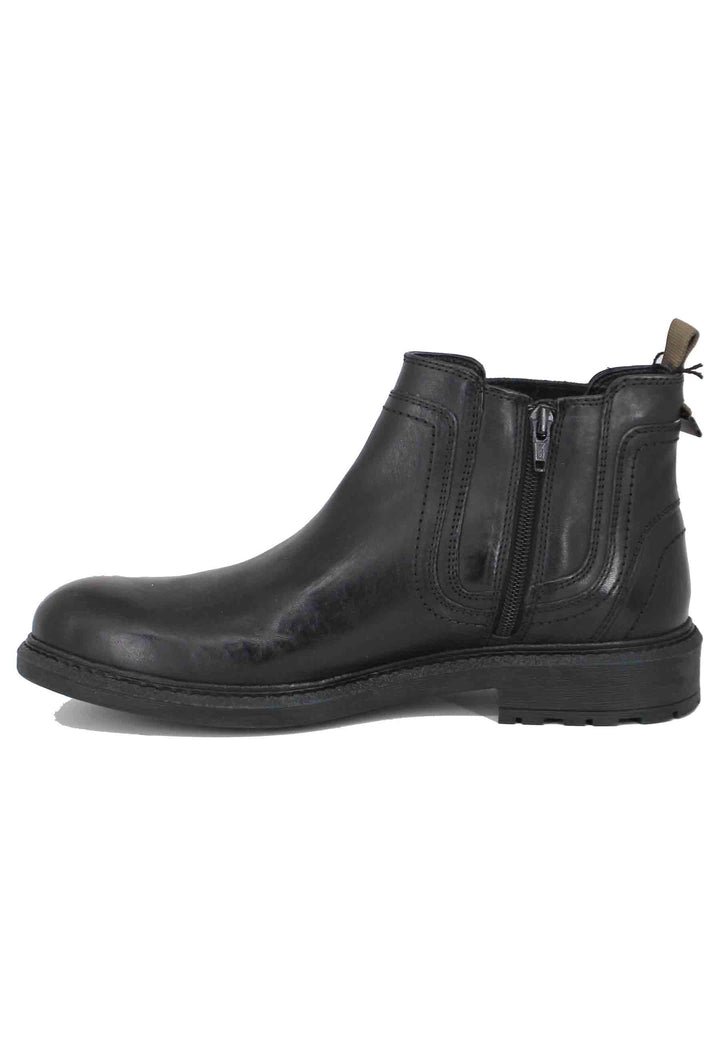 Spatarella Stivaletti uomo in pelle nera con zip laterale e suola in gomma Mywood Chelsea Smaltimento dello stoccaggio