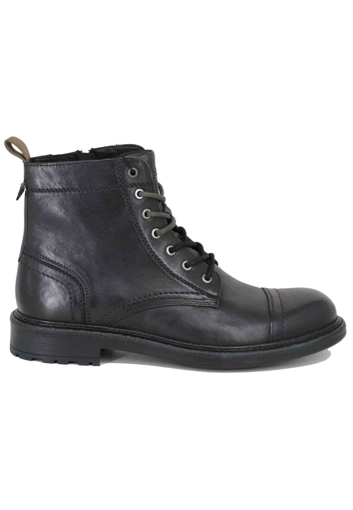 Spatarella Stivaletti uomo stringati in pelle nera Maywood Vendita calda