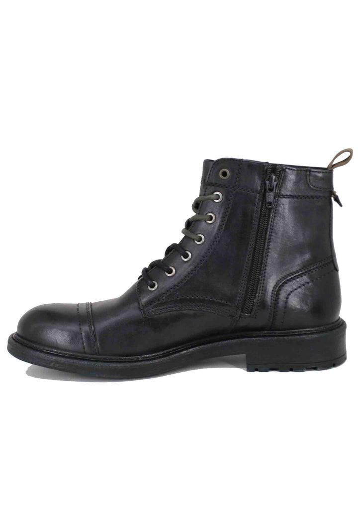 Spatarella Stivaletti uomo stringati in pelle nera Maywood Vendita calda