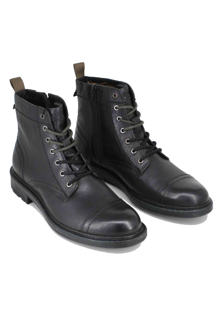 Spatarella Stivaletti uomo stringati in pelle nera Maywood Vendita calda