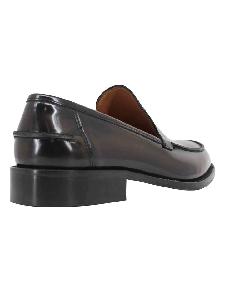 Spatarella Mocassini uomo in pelle testa di moro lucida con suola cucita in cuoio Offerta temporanea