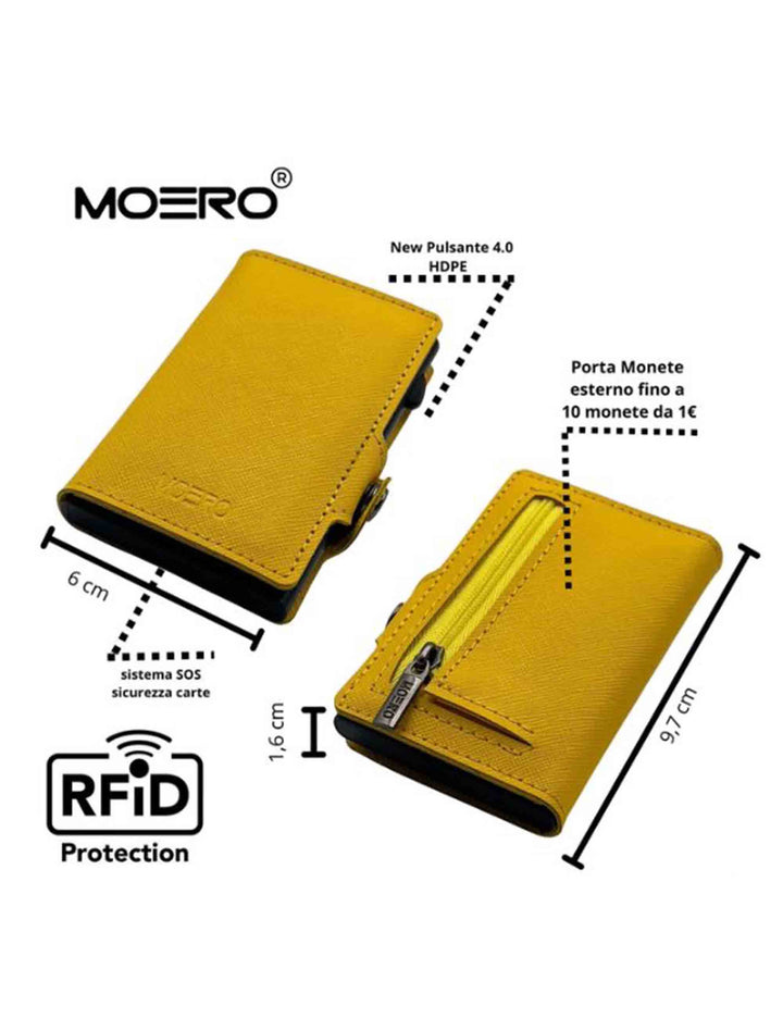Spatarella Portatessere in pelle saffiano giallo antigraffio con portamonete Comprane uno, ottenene uno gratis